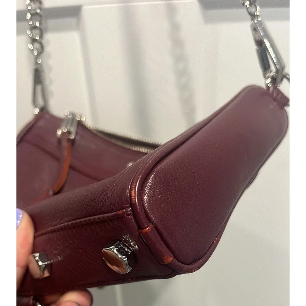 Rebecca Minkoff Crossbody Purse Leather Silver‎ Hardware Burgundy Color Bag